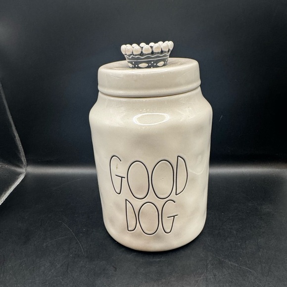 Rae Dunn Other - Rae Dunn Artisan Collection Ceramic Dog Treats Canister w/Crown Lid 9-1/2"